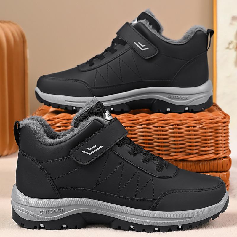 Cotton Shoes Winter Velvet Thickened Snow Boots Large Size Walking Cotton Boots Velcro Convenient