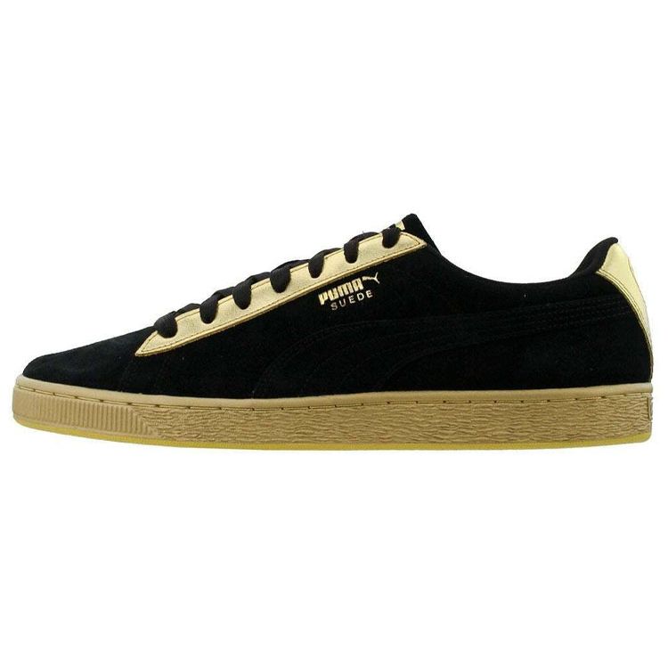 

Puma Suede Classic Metallic Casual Low-Top Sneakers Men Sneakers Black Gold 367397-01 36