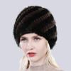 Women Winter Hand Knitted Genuine Mink Fur Hat Natural Warm Good Elasticity Fur Cap Russia Lady Quality Real Mink Fur Hats