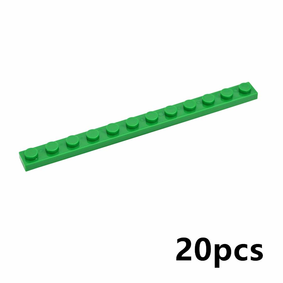 20Pcs MOC Thin Bricks 60479 Plate 1x12 Dots Model Building Blocks Bulk Colorful Parts DIY Educational Technical Classic Kid Toy