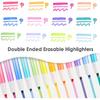 Erasable Highlighters Assorted Colors 12 Pack, Dual Tip Erasable Markers Pens, Chisel Tip Smooth Writing Highlighters Journaling Supplies Planner