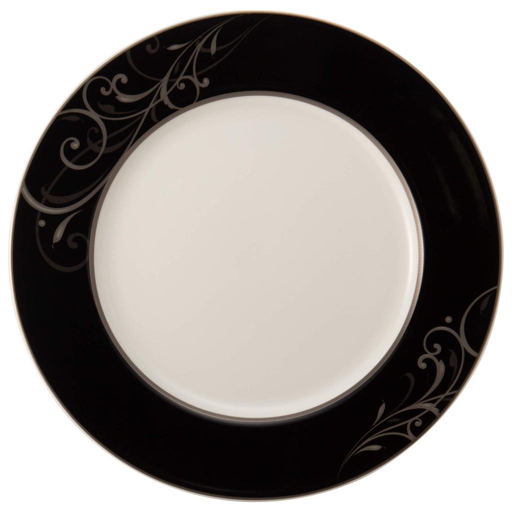 NARUMI Plate Black Platinum Arabesque 27cm Black Stylish A La Carte Plate Dinner Flat Plate Made In Japan 51639-1557