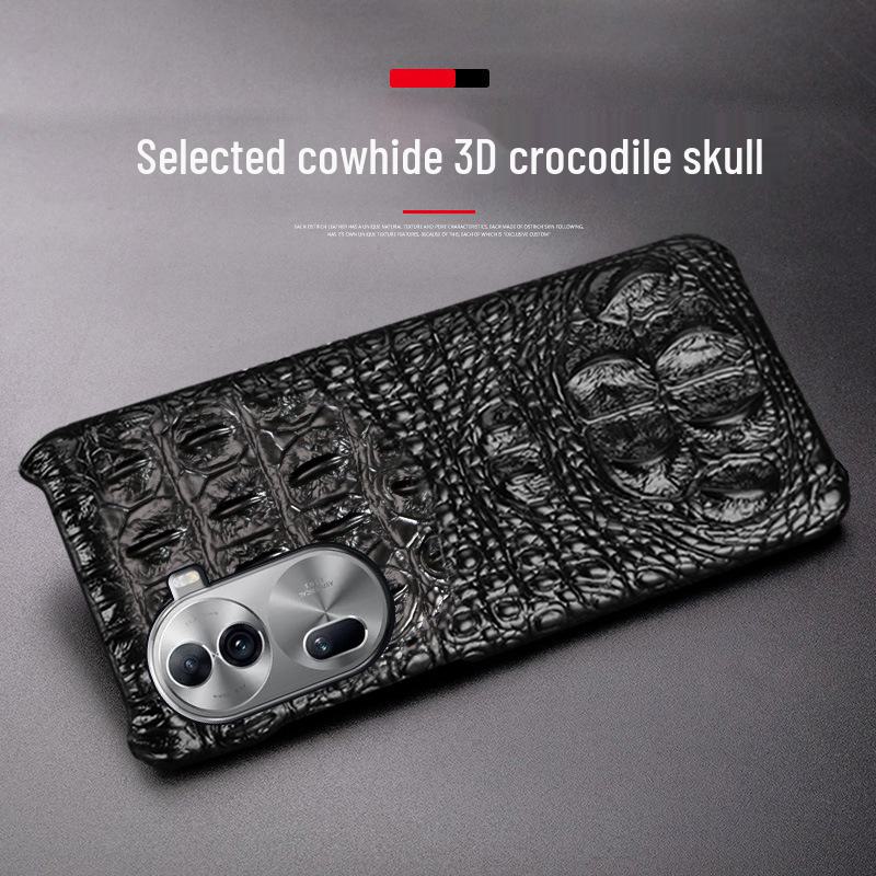 OPPO Reno10PRO Skull Cowhide Leather Cover: Genuine Leather Half Package Protective Case for Reno10 & Reno10Pro+ Phones.