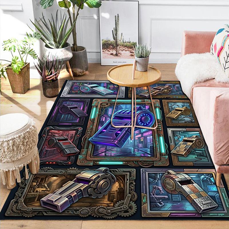 Futuristic Whistle Variations Pattern Rug Floor Mat for Living Room or Bedroom Soft and Comfortable Carpet a Gift for Birthday and Holiday.