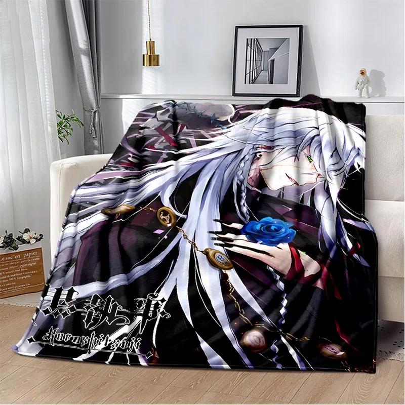 3D Anime Black Butler Cartoon Blanket,Soft Throw Blanket for Home Bedroom Bed Sofa Picnic Travel Office Rest Cover Blanket Kids