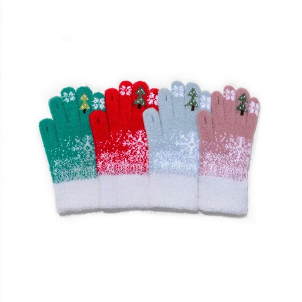 Warm Christmas Knitted Gloves  Women Mittens Soft Winter Velvet Gloves  Riding