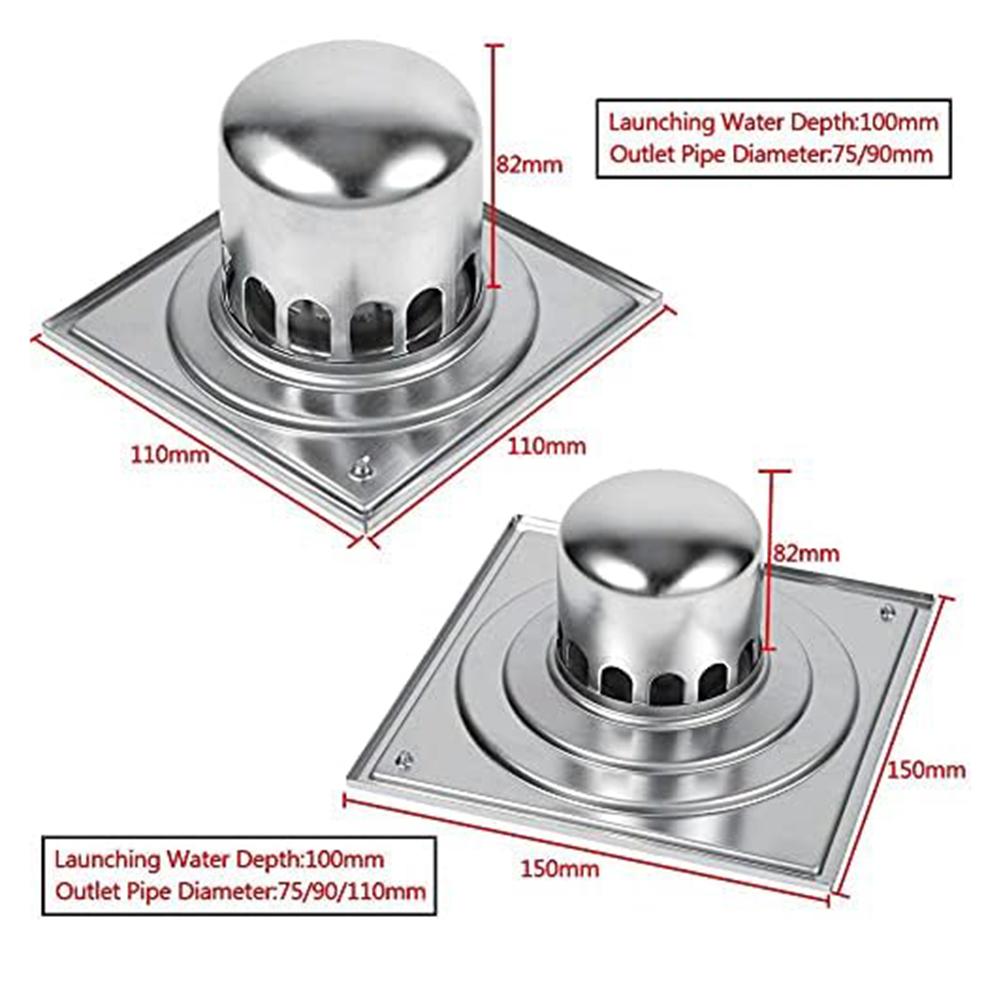 Heavy Duty Outdoor Yard Floor Drain, Removable Steel Block Grate With Robust Construction For Versatile Applications