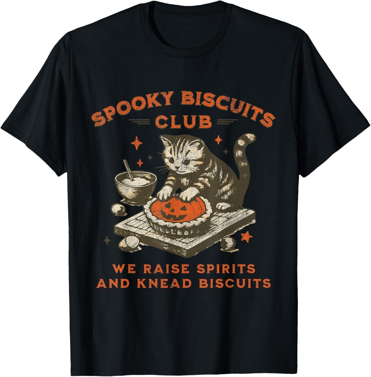 Spooky Biscuits Club Cat _ Funny Halloween Baking Tee Gift Unisex T-Shirt XXXL