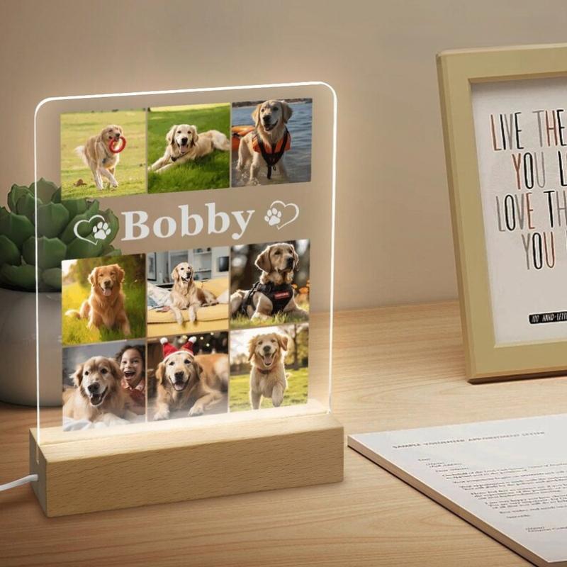 Personalized Pet Photo Acrylic Plaque With Wooden Base Custom Pet Portrait Emblem Special Souvenir Present For Pet Enthusiasts