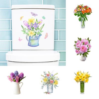 Samolepky na zeď Vodotěsné Samolepící samolepky PVC Vinyl Umělecká dekorace Snímatelné samolepky na víko toalety Koupelna