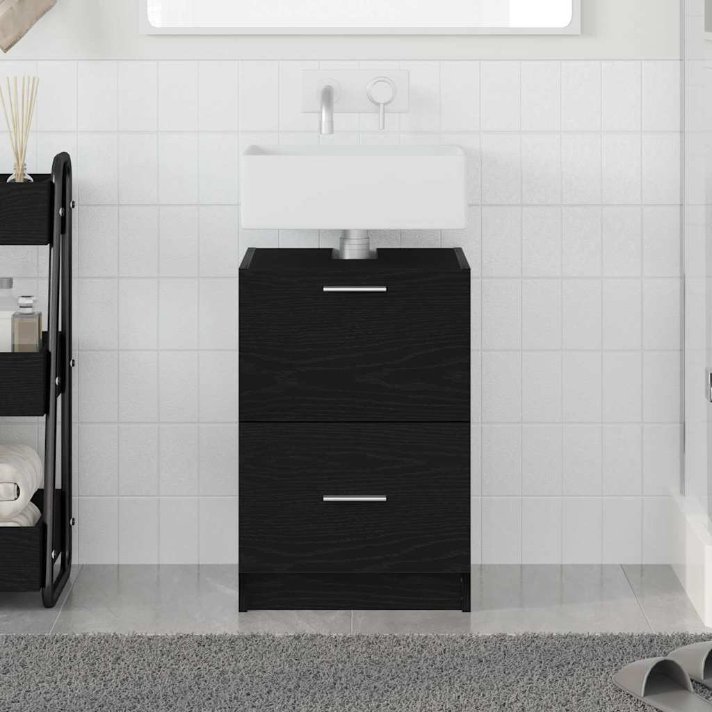 Bathroom Cabinet with Door Black Oak Effect 40 x 37 x 59 cm