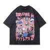 Harajuku Y2K Anime Cartoon Print Babes Short-Sleeved T-Shirt Men'S And Women'S Hiphop High Street Hip-Hop Half-Sleeved Base