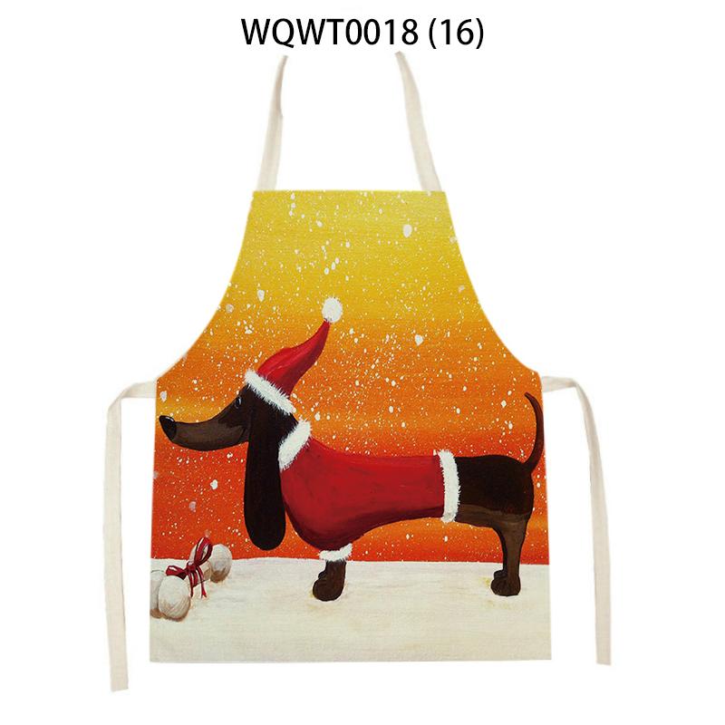 Lovely Animal Dog Printed Linen Sleeveless Kitchen Aprons Women Men Home Cooking Baking Waist Bib Dachshund Cleaning Aprons