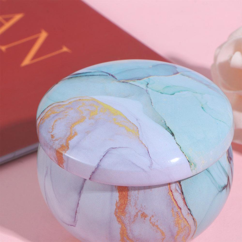 Marble Texture Festive Party Household Storage Box Tin Plate Canister Aromatherapy Jar Tea Cans