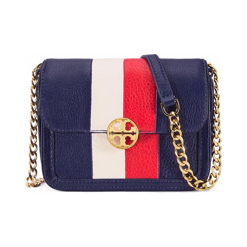 

Tory Burch Color Block Double T Logo Metal Chain Leather Flap Shoulder Crossbody Bag Women bags Dark-Blue 36742 Basic Set (Bag+Dust Bag)