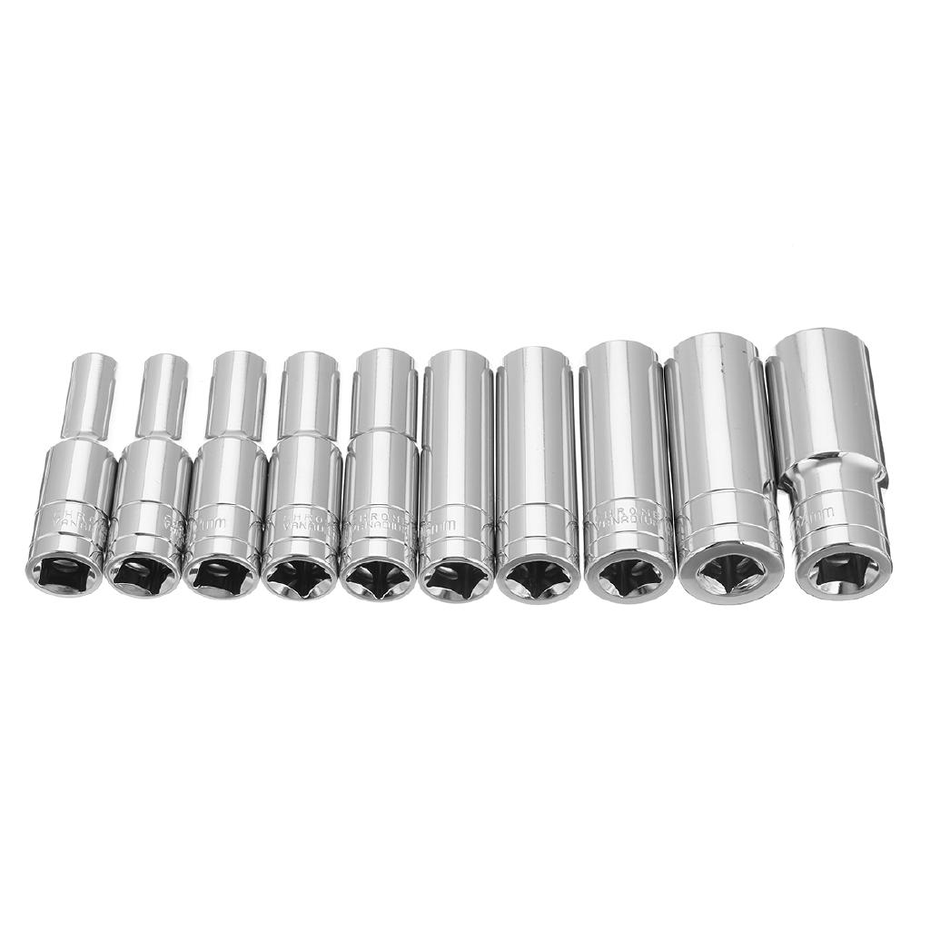 1/2 Inches Chrome Vanadium Deep Sockets Set 8-24mm Drive Impact Socket Set Wrench Adapter Drive Socket Converter Reducer 10Pcs