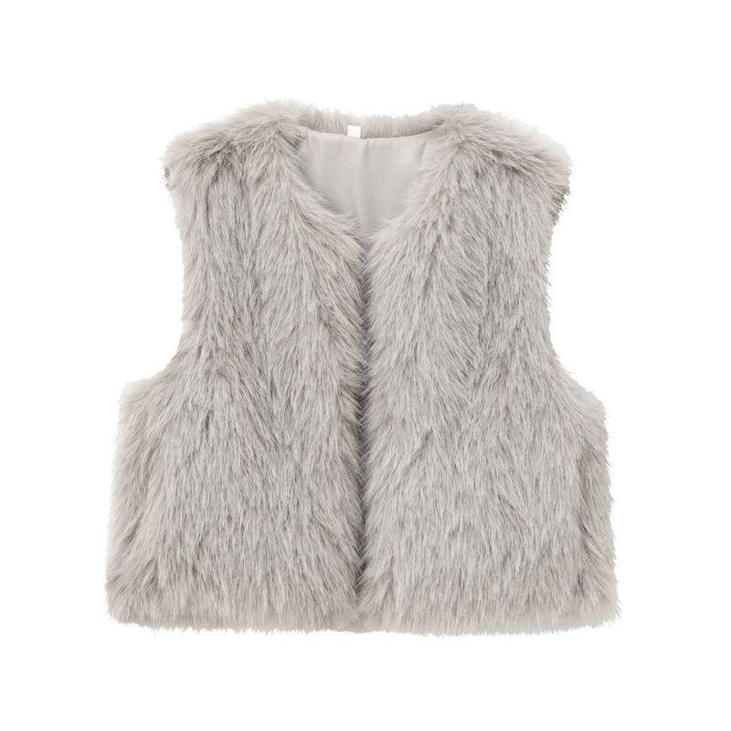 Zbzr Autumn New Women Clothes Western Style Versitile Fashion Sleeveless Faux Fur Short Vest 1255799