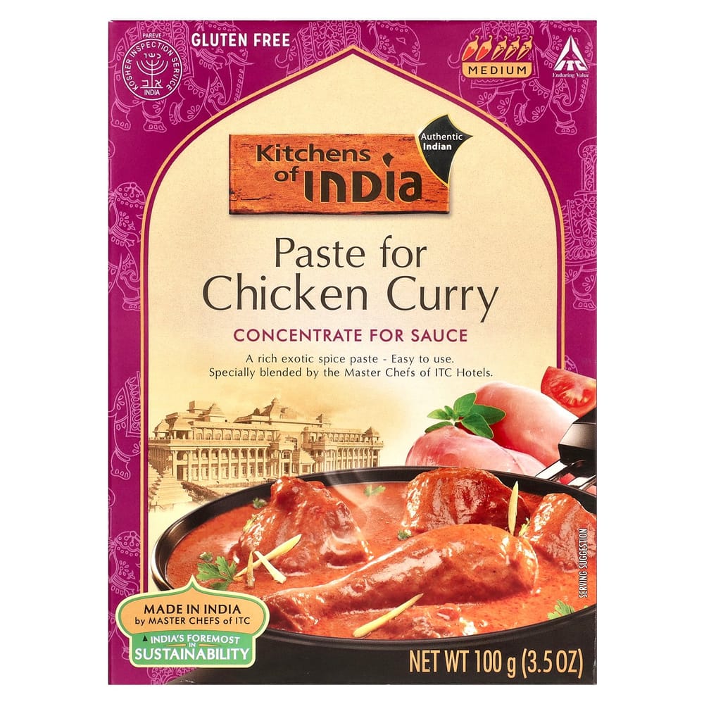 Kitchens of India Chicken Curry Paste Concentrated Sauce, Medium, 100g (3.5oz)