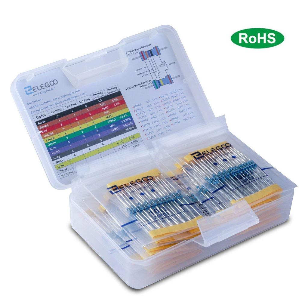 ELEGOO 17 Value 1% Resistor, 0 Ohm to 1M Ohm (525 pcs)