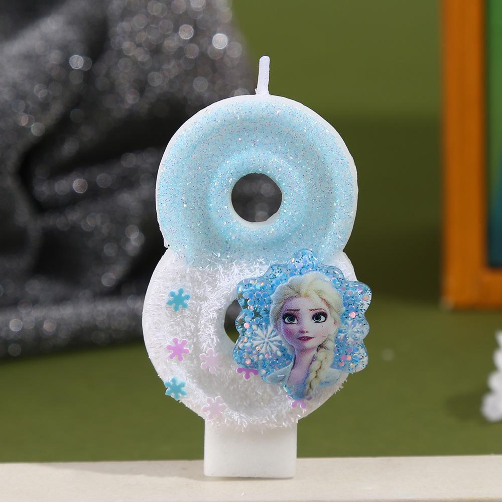 Snowflake Princess Handmade Birthday Candle Numbers 0-9 for Cake Decoration