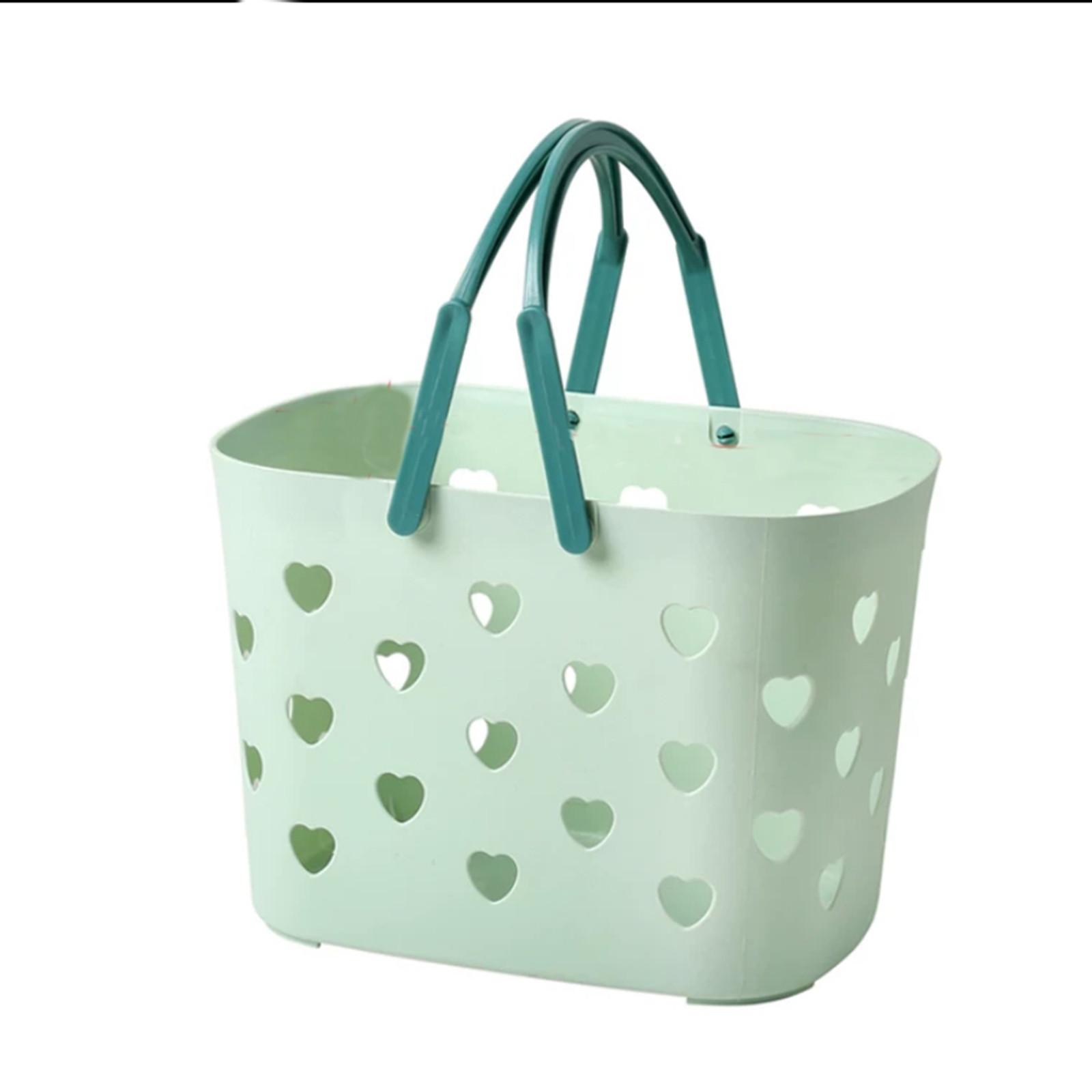 

Полые пластиковые корзины-органайзеры для хранения в форме сердца с ручками, многофункциональные для ванной и кухни, шампунь One Size зелёный