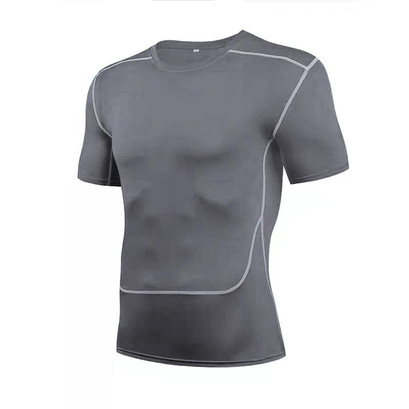 Pánské vysoce pružné, rychleschnoucí, prodyšné těsné sportovní tričko s krátkým rukávem jako základní vrstva pro běh, trénink a basketbal.