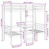 VidaXL Lit mezzanine avec bureau et chaises brun cire 90x200 cm pin, cadre de lit mezzanine, cadre de lit de cabine, cadre 3308555