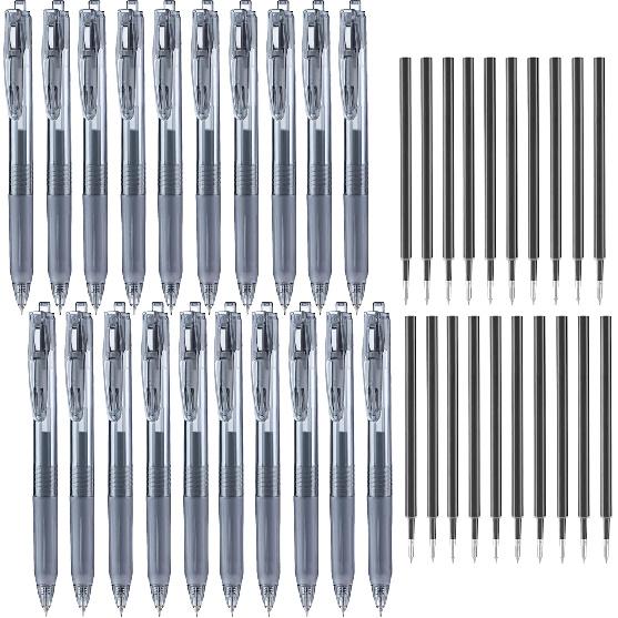 Aozora Blue Gel Pens Fine Point Smooth Writing Pen 40 Pack Retractable Blue Gel Ink Pen with Soft Grip 0.5mm Quick Dry Office School Supplies(20 Pens