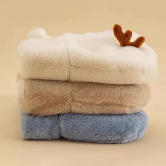 Children Hat With Scarf Design Antler Decoration Thickened Warm Plush Winter Hat