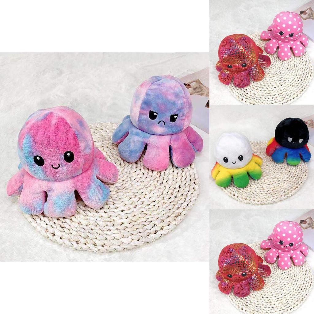 Adorable Sequin Double-sided Flip Reversible Octopus Plush Toy For Kids Joyful Moments