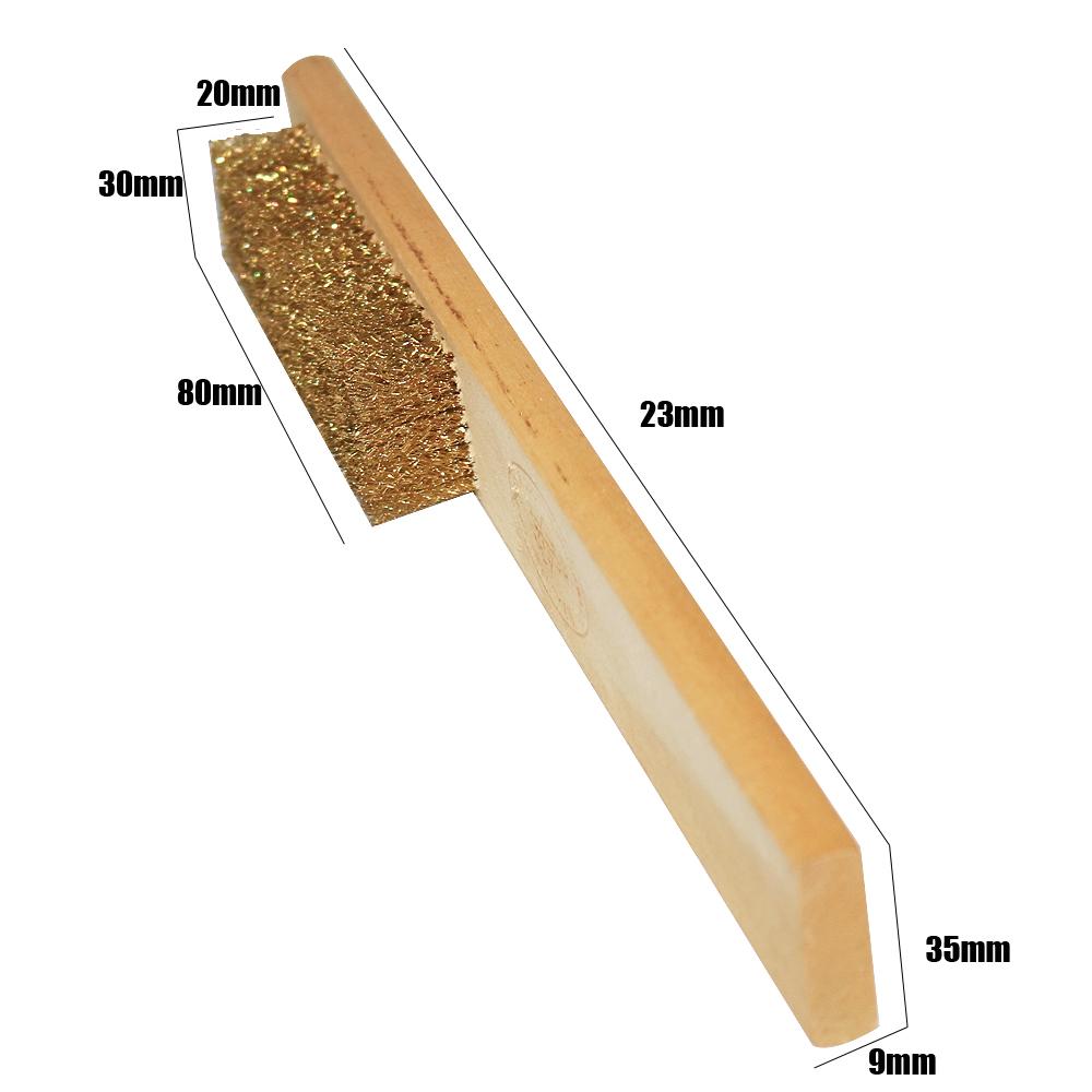 8x17Row Wood Handle Brass Wire Brush Copper Brush for Industrial Devices Surface/Inner Polishing Grinding Cleaning Brush