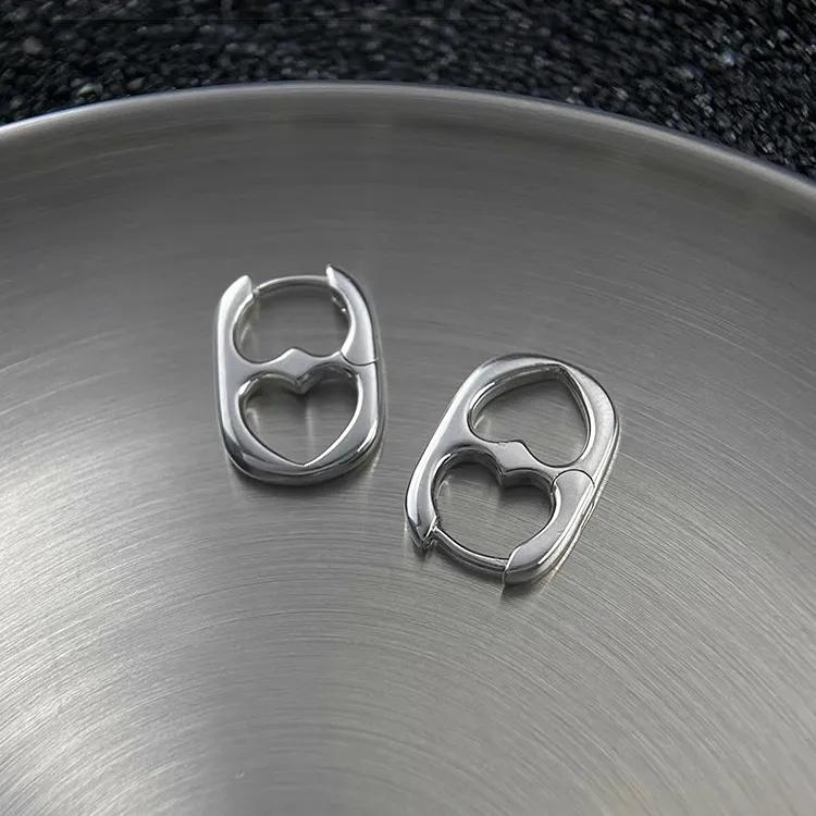 Silver Color Hollow Heart Hoop Earrings for Women Girls Personality Korean Wedding Party Birthday