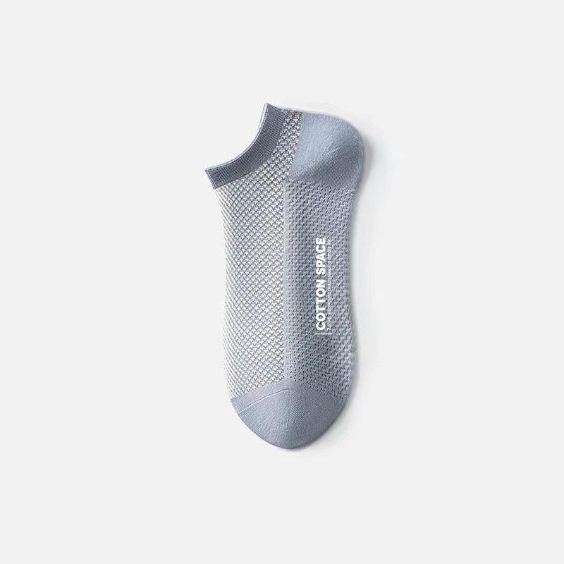 Male Summer Thin Mesh Solid Color Antibacterial Antiodor Sweat Absorption Breathable Invisible Socks