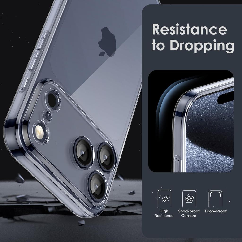 Transparent TPU Phone Case for iPhone 17  16 15 14 13 Pro Max 17 Air Camera Protection Ultra-Thin, Shock Resistant, Anti Yellowi