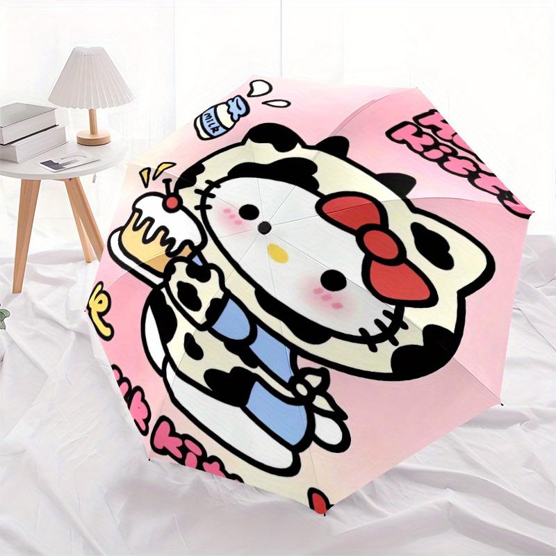 Milk Hello Kitty Automatic Open/CloseUmbrella-CuteUmbrella with Cute Design, Portable 3-Fold Compact Umbrella for Men & Women, Valentine's Day Mother'