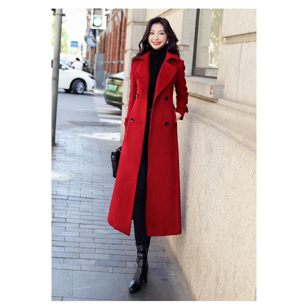 Korean Style Thickened Woolen Overcoat for Women, Autumn Winter New Wool Blend Outerwear Coat