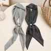 Pearl Striped Silk Scarf: Versatile, Fashionable Long Ribbon for Neck, Bag, or Hair.