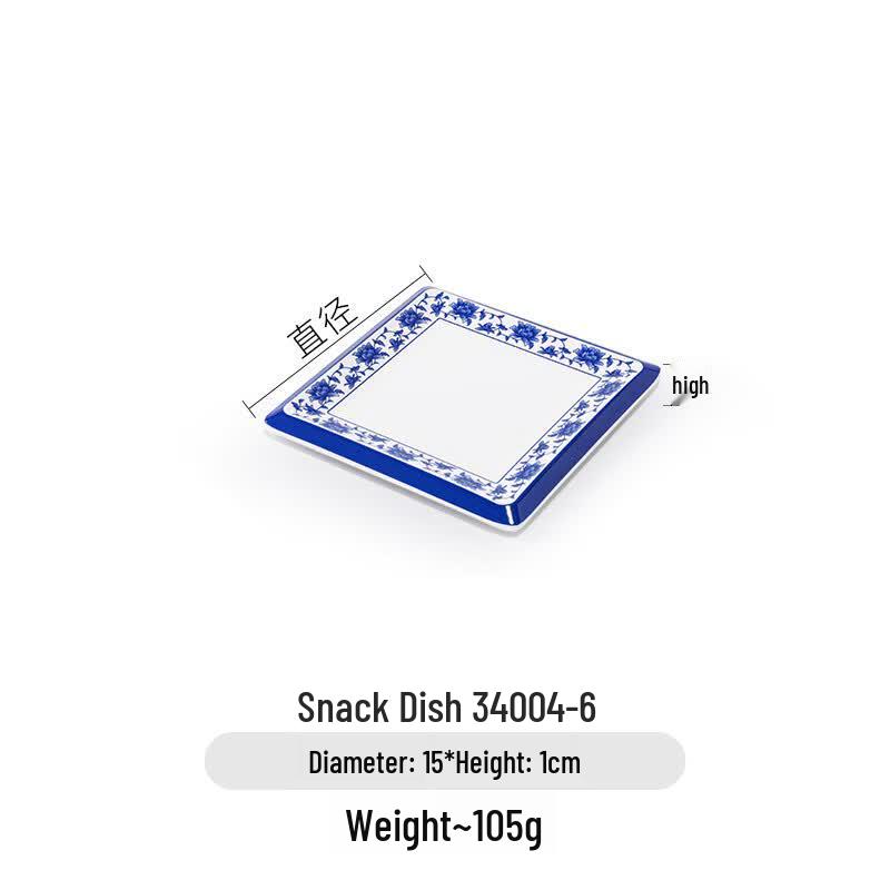 A5 Melamine Blue & White Irregular Snack Plate