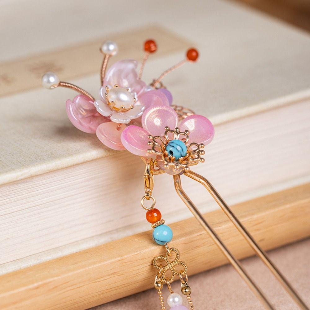 Retro Ancient Hair Stick Pearl Flower Hair Comb Classical Hanfu Headwear Cheongsam Accessories