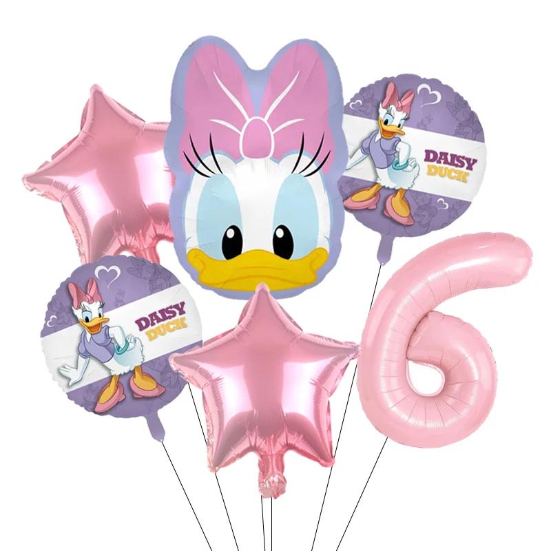 Cartoon Donald Number Duck Daisy Aluminum Film Balloon Set Spherical DIY Birthday Arrangement Party Decoration Balloons Kawaii
