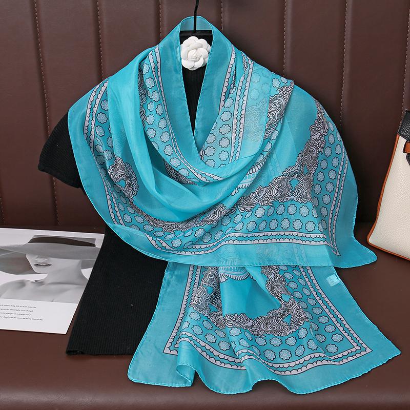 Fashion 45*155Cm Leopard Printing Chiffon Silk Scarf Women Foulard Long Shawl Scarves Summer Elegant Bandana Luxury