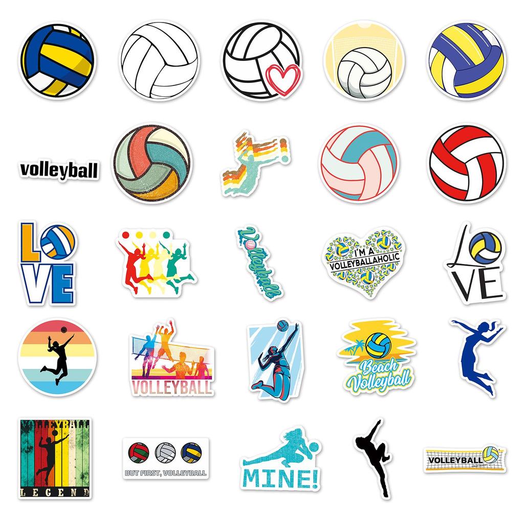 50 Waterproof Volleyball Graffiti Stickers for Phone Cases, Skateboards, and Luggage