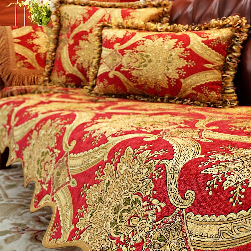 

Европейская подушка для дивана, роскошный жаккардовый чехол для дивана с вышивкой, нескользящий тканевый чехол для украшения дома, чехол из синели для гостиной 70x120