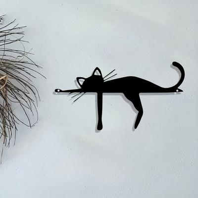 Metal Vintage Wall Sculpture Lazy Cat Christmas Decor Minimalist Figurine Living Room Bedroom Garden Office Gift Cat Lovers
