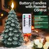 Snow Texture Candles Christmas Tree Candles, Flameless LED Flickering Wax with Remote Control, Led Flame Battery Operated Realistic Pine Decor