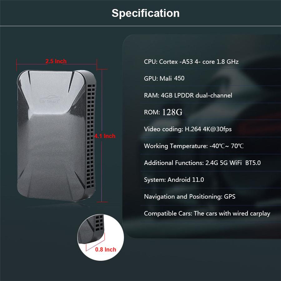 Android 11 For Carplay Ai Box Car Multimedia Player For Netflix Youtube 4G+128G