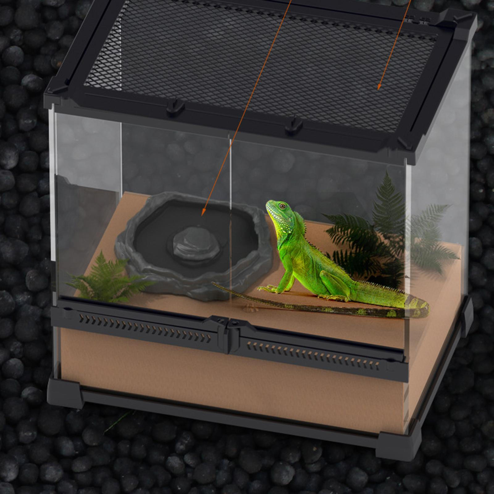 

Миска для корма рептилий, для корма и воды, аксессуары для чистки террариума, для ящерицы, змеи, геккона, чёрный