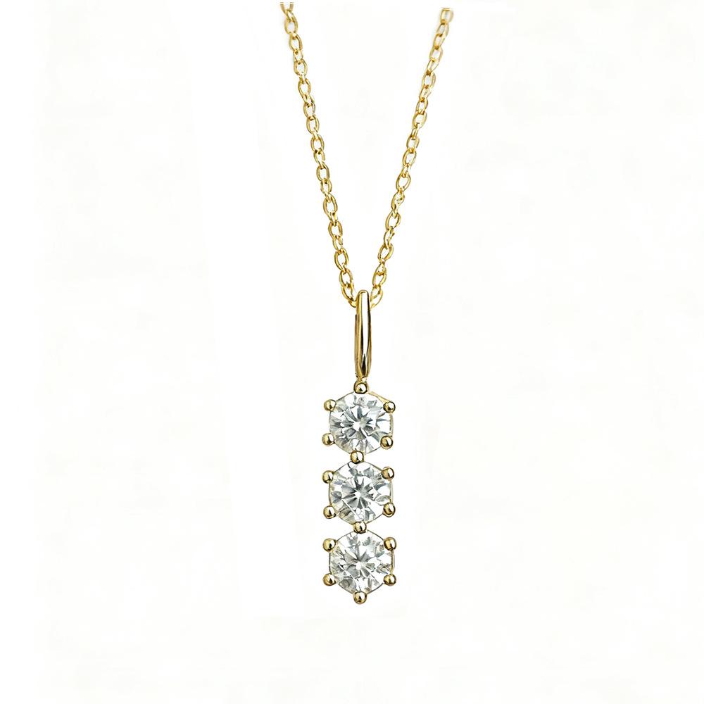 18k Gold-Plated 925 Sterling Silver Zircon Necklace with Three Diamonds for Women (2025 New)