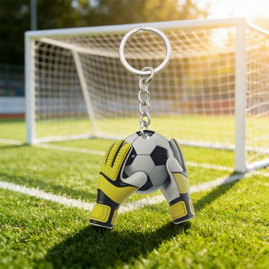 Schlüsselanhänger Anhänger, Fußball Torwart Handschuhe Ball Design Schlüsselanhänger, Schlüsselhalter Realistisches Sport Zubehör für Fans Rucksack
