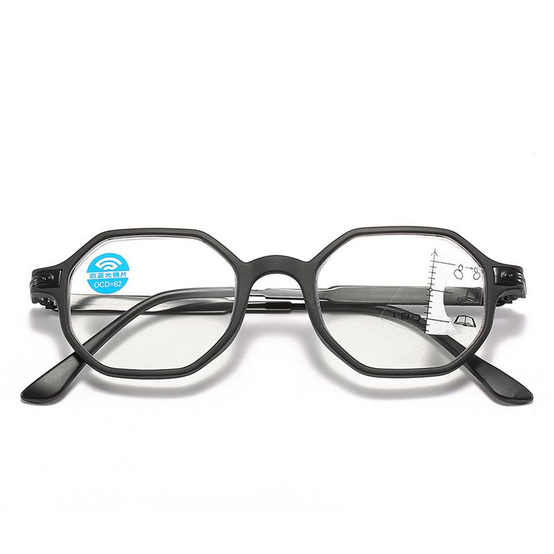 Anti-Blue Reading Glasses Multi-Focus Far And Near Dual-Purpose Fashionable Polygonal Reading Glasses
